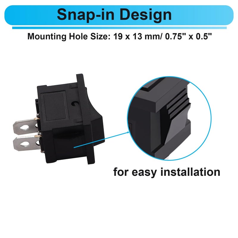 TWTADE 8Pcs 12V Rocker Switch On/Off 2 Pin 2 Position SPST Car Auto Boat Rocker Toggle Switch AC 6A/250V 10A/125V KCD1-1-101 - Image 4